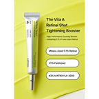 Vita A Retinal Shot Tightening Booster with product details on a yellow background