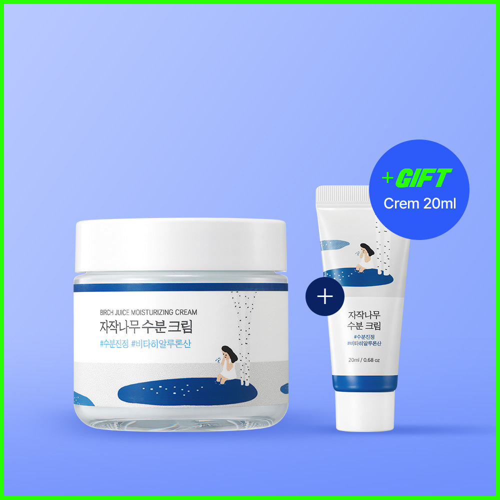 ROUND LAB Birch Juice Moisturizing Cream 80mL + 20mL Special Set – K-Beauty Hydration Duo - KLAB