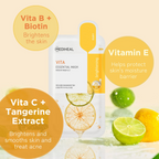 MEDIHEAL VITA essential mask with ingredients and benefits on a light background