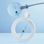 Intravenous drip with syringes on a light blue background