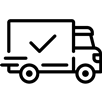 Icon of a delivery truck with a check mark, indicating successful delivery.